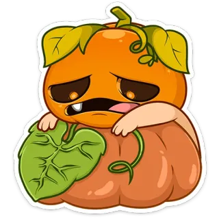 🎃 カボチャ, 悲しい, 漫画, かわいい, ハロウィン, 秋, 秋 telegram sticker