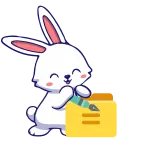 👍 Hase, Häschen, Schreiben, Notiz, süß, Cartoon, Tier, Weißer Hase telegram sticker