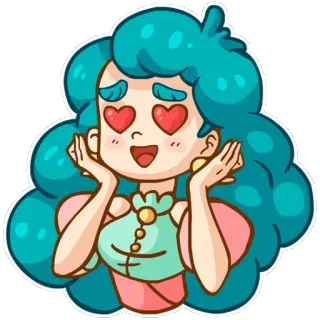 😍 desenho animado, menina, olhos de coração, amor, fofo, adesivo telegram sticker
