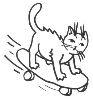 😒 chat, skateboard, skate, animal, autocollant, animal de compagnie whatsapp sticker