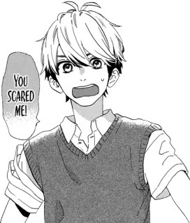 😱 YOU SCARED ME! manga, anime, scared, youth, teen, boy whatsapp sticker