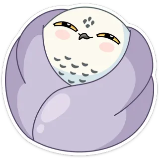☺️ coruja, fofo, animal, pássaro, adesivo, inverno, sonolento telegram sticker