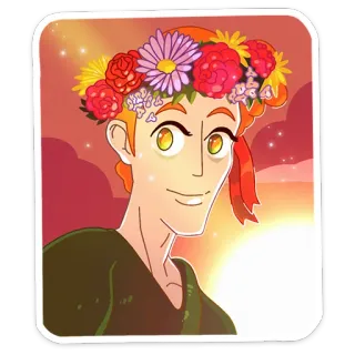 😠 Coroa de flores, Personagem, Desenho animado, Retrato telegram sticker