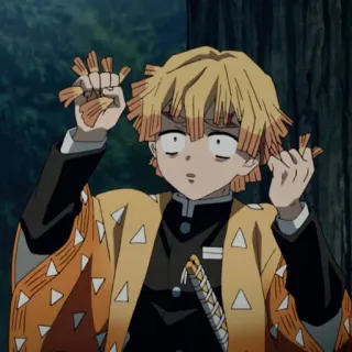 💛 Zenitsu Agatsuma Demon Slayer anime, demon slayer, zenitsu, character, sword, lightning whatsapp sticker