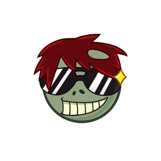 😎 좀비, 이모티콘, 멋진, 선글라스, 미소, 빨간 머리 telegram sticker