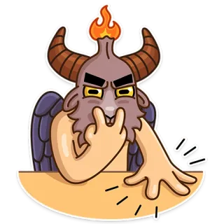😑 devil, demon, horns, offensive gesture, fire telegram sticker