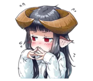 😔 ragazza anime, corna, demone, carina, timida, rossore telegram sticker