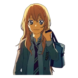 🙂 anime, girl, school uniform, long hair, cartoon telegram sticker