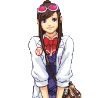 😐 Mia Fey Phoenix Wright: Ace Attorney Mia Fey, Ace Attorney, Video game, Personagem, Anime, Sorrindo, Garota telegram sticker
