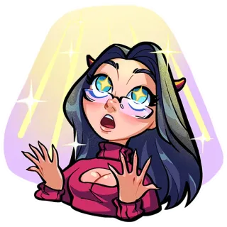 🤗 wanita, bersemangat, anime, kacamata, kejutan, terkejut, kartun, stiker telegram sticker