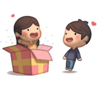 🎁 liefde, stel, verrassing, gelukkig, cadeau, cartoon, relatie telegram sticker