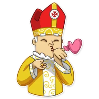 😘 cartoon, priest, religious figure, character, blowing kiss, heart telegram sticker