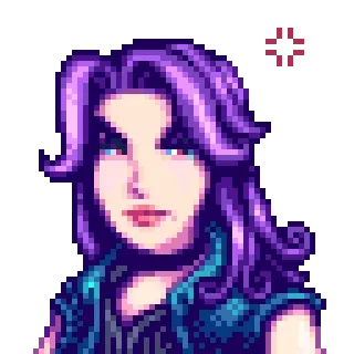 😡 Abigail Stardew Valley Pixel art, Videojuego, Retrato, Pelo morado, Gótico, Emo, Abigail telegram sticker