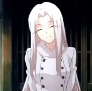 🏆 anime, vrouw, glimlachend, wit haar telegram sticker