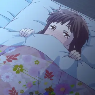 🎀 anime, girl, bed, cute, sleepy, blanket telegram sticker