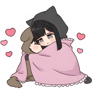 🥰 cute, anime, hug, kawaii, love, hearts, friendship telegram sticker