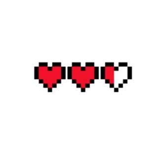 📿 Pixel Art, Herzen, Lebensanzeige, Videospiel, 8-Bit telegram sticker