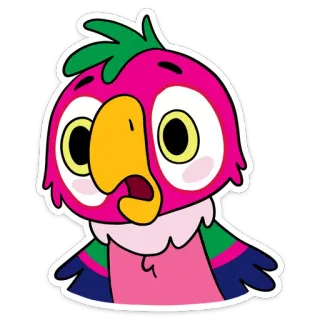 😳 vẹt, chim, hoạt hình, hồng, dễ thương, biểu cảm telegram sticker