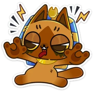 🤘 cat, cartoon, egyptian, cute, animal, sphinx, pharaoh telegram sticker