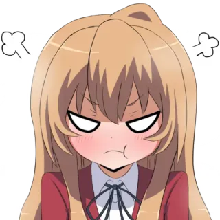 😡 Taiga Aisaka Toradora! animé, en colère, mignon, dessin animé, fille, rougir, manga whatsapp sticker