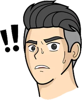 😜 shocked, surprise, cartoon, sticker, man, exclamation telegram sticker