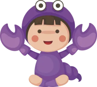 ♏ cartoon, kind, krab, schattig, dierenkostuum telegram sticker