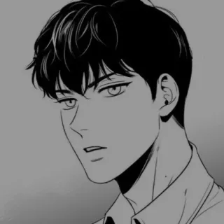 🩹 Anime, Manga, Zeichnung, Schwarzweiß, Porträt, Männlich telegram sticker