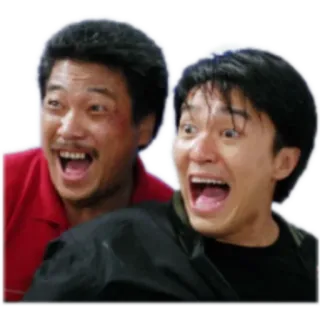😲 men, funny, excited, asian, two people telegram sticker