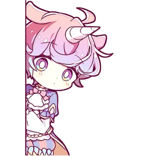 😶 귀여운, 치비, 유니콘, 카와이, 애니, 만화, 파스텔, 판타지 telegram sticker