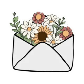 💌 конверт, цветы, ромашки, подсолнух, цветочный, письмо, наклейка telegram sticker