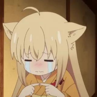 😭 anime, menangis, sedih, telinga kucing, gadis, kartun whatsapp sticker