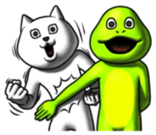 👺 dibujos animados, gato, rana, animales, amistad whatsapp sticker