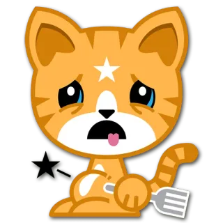 😩 Katze, Cartoon, Gabel, Orange whatsapp sticker
