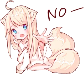 ❌ NO Anime, Nein, Ablehnung, Fuchsmädchen, Kawaii, Süß telegram sticker