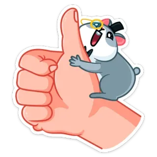👍 thumbs up, hamster, cartoon, monocle, cute, positive, gesture telegram sticker