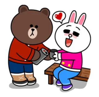 👫 หมี, กระต่าย, รัก, การ์ตูน, น่ารัก, สัตว์, ความสัมพันธ์ telegram sticker