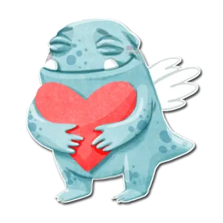❤️ mostro, cuore, ali, amore, cartone animato, carino, adesivo whatsapp sticker