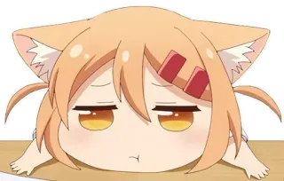 💖 Аниме, Девушка-кошка, Милый, Чиби, Лежа, Скучно telegram sticker