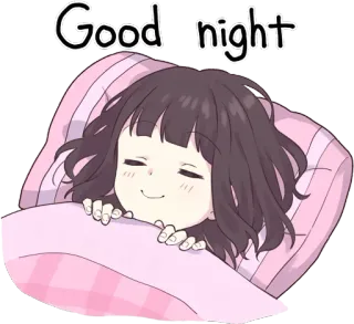 😴 Good night buenas noches, dormir, anime, lindo, chica telegram sticker