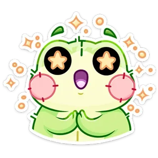 🤩 fofo, kawaii, brilho, estrela, implorando, verde, rosa, personagem telegram sticker