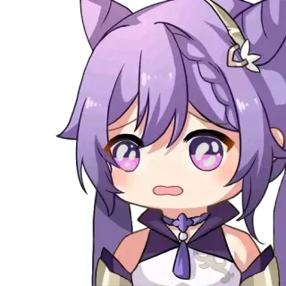 😭 Keqing Genshin Impact Кэ Цин, Genshin Impact, Аниме, Видеоигра, Чиби, Грустный, Стикер telegram sticker