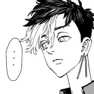 ❤️ ... anime, manga, black and white, character, earring telegram sticker