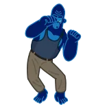 🕺 กอริลลา, ลิง, สัตว์, การ์ตูน, มวย, ต่อสู้, สีน้ำเงิน whatsapp sticker