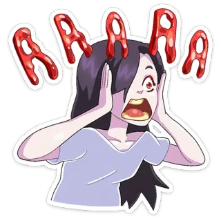 😱 RAAAA grito, assustado, mulher, anime, terror, aflição, medo telegram sticker