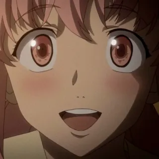 💈 Yuno Gasai Mirai Nikki Anime, Yandere, Cheveux roses, Effrayant, Future Diary whatsapp sticker