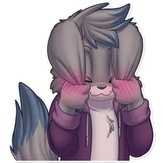 ☺️ Furry, Anthro, Cartoon, Tier, Fuchs, Süß, Erröten, Schüchtern whatsapp sticker