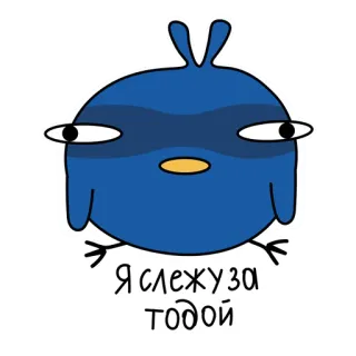 👁‍🗨 Я слежу за тобой pájaro, observación, ojos, azul, dibujos animados whatsapp sticker