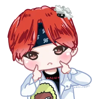 ☹️ KAZU 애니메이션, 귀여운, 카와이, 만화, 빨간 머리 telegram sticker