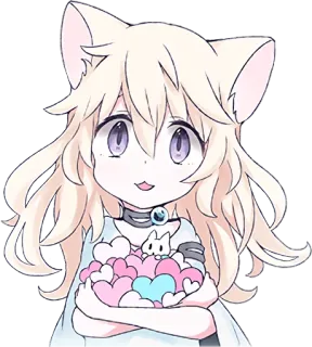 💕 Anime, Catgirl, Herzen, Kawaii, Süß, Chibi telegram sticker