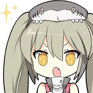😍 menina anime, chapéu de tubarão, fofo, chibi, adesivo, desenho animado whatsapp sticker